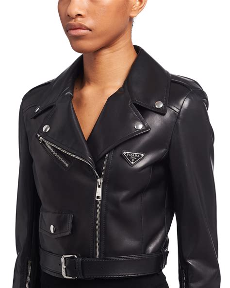 prada leather jacket women's.